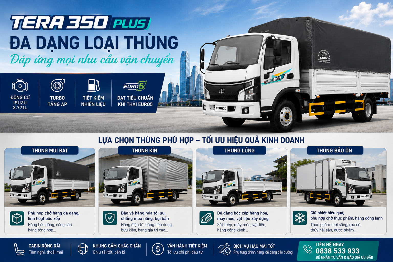 Top 5 Lý Do Nên Lựa Chọn Xe Tải TERA 350 Plus: Tải Trọng 3.5 Tấn, Thùng Dài 5m2