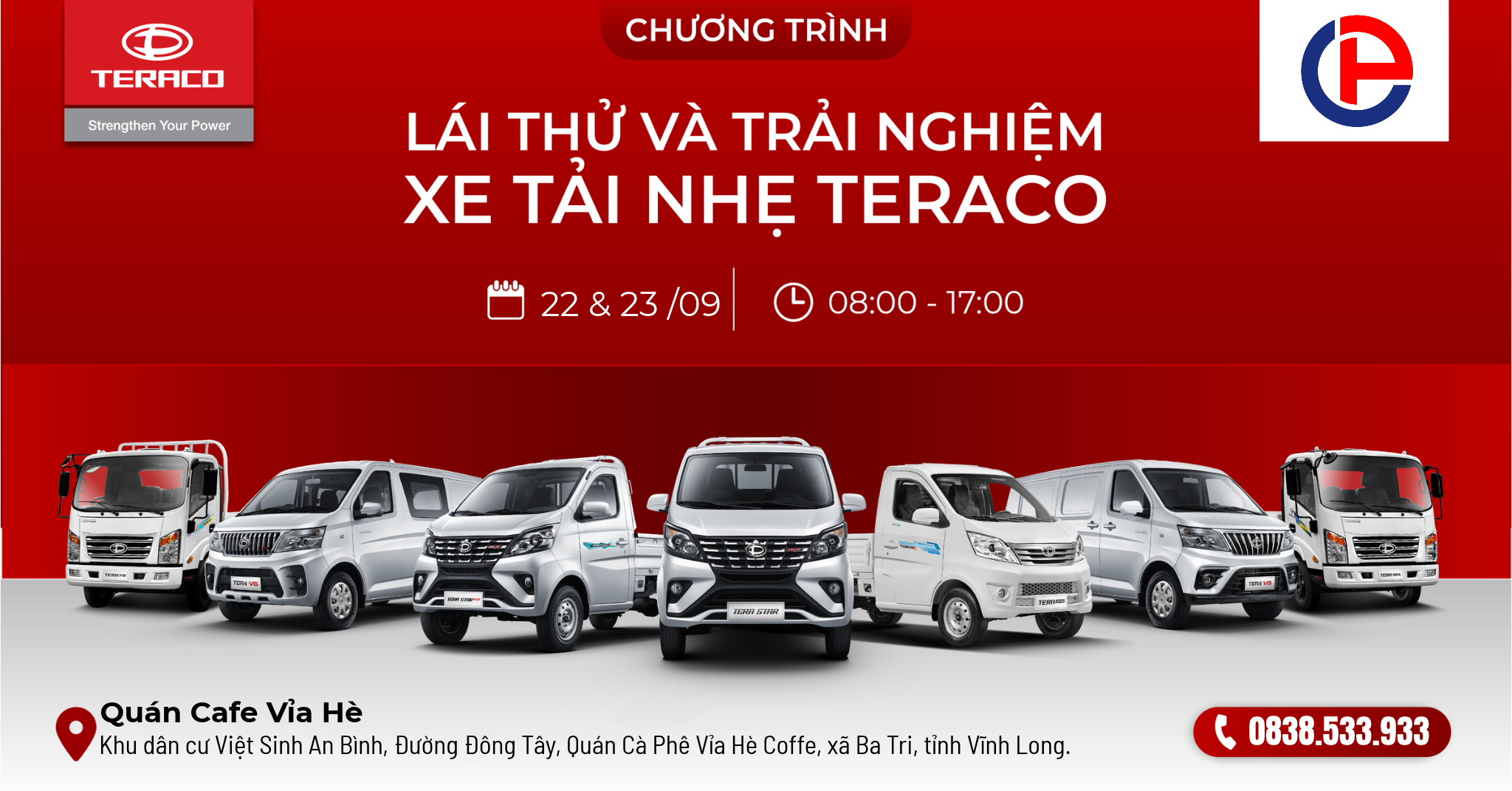 Sự kiện trưng bày và lái thử xe tải Teraco tại Ba Tri ngày 29–30/10/2026