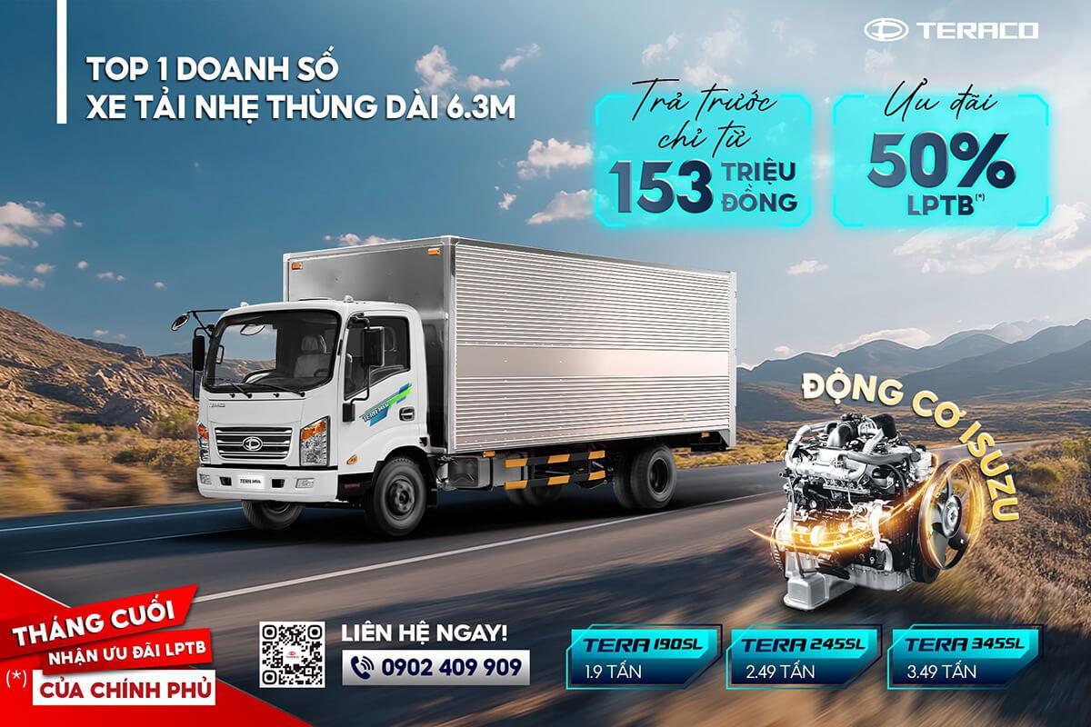 Dòng sản phẩm xe tải nhẹ thùng dài 6.3m - TERA190SL, TERA245SL, TERA345SL